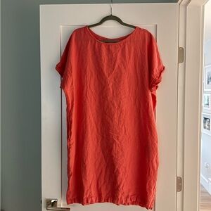 Linen Dress coral M/L